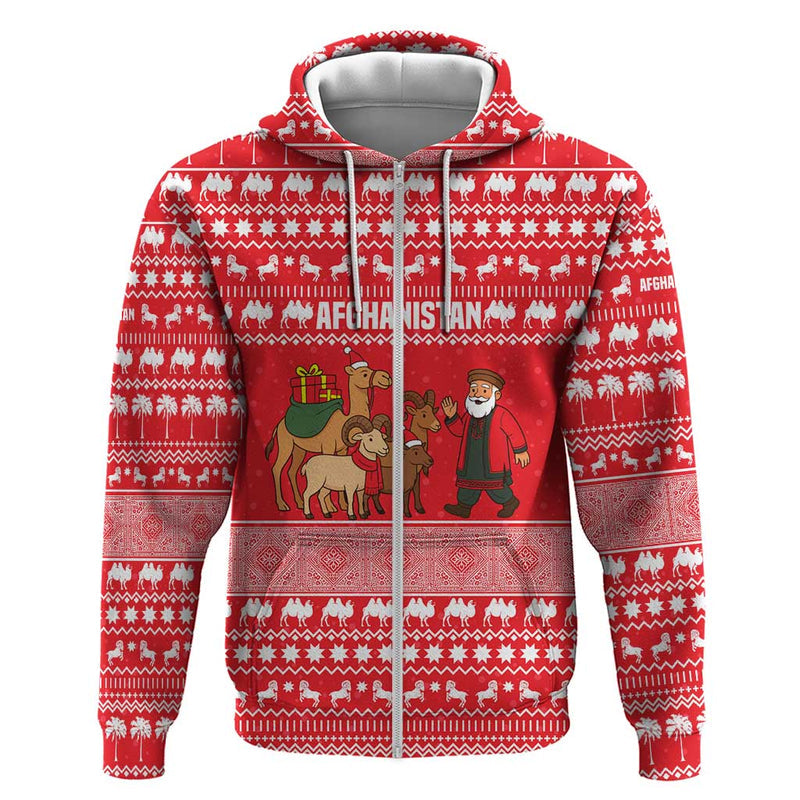Afghanistan Christmas With Santa Camels Sheep Traditional Pattern And Festive Design Hoodie