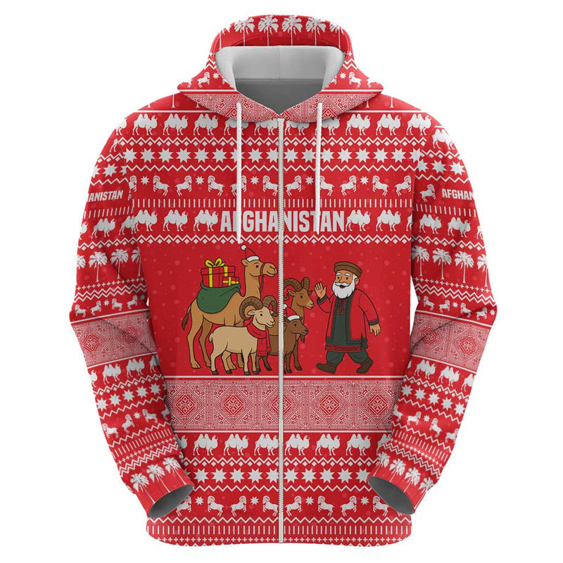 Afghanistan Christmas With Santa Camels Sheep Traditional Pattern And Festive Design Hoodie