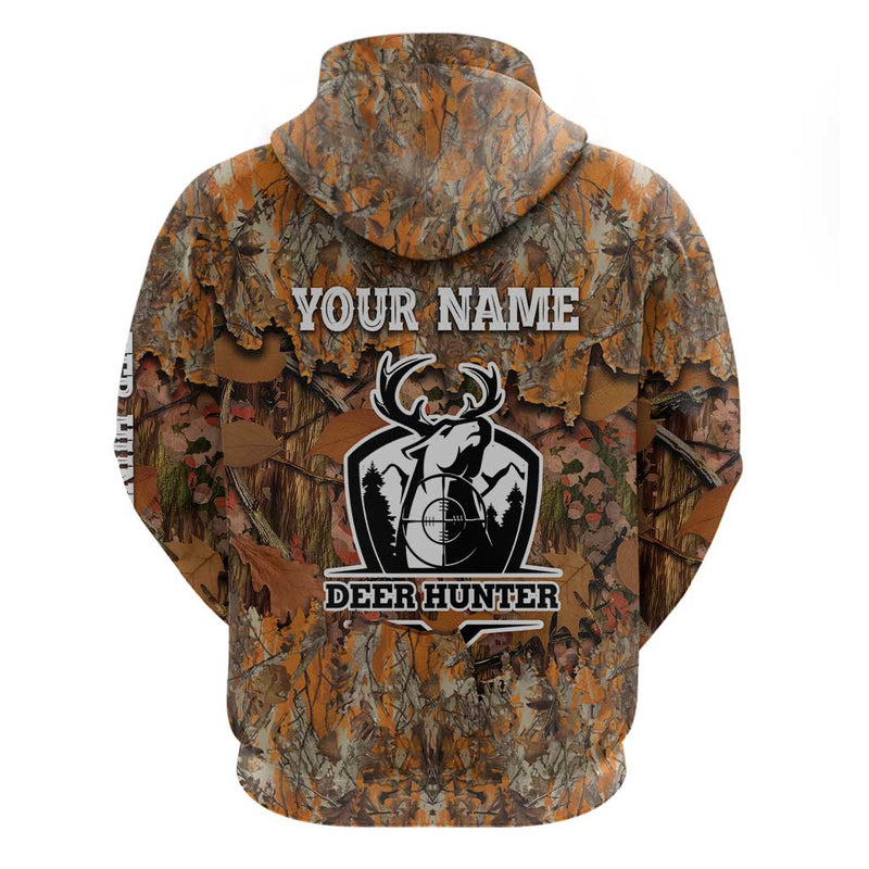 Custom Deer Hunting Big Game Camo Forest Design and Skeleton Archer Hoodie