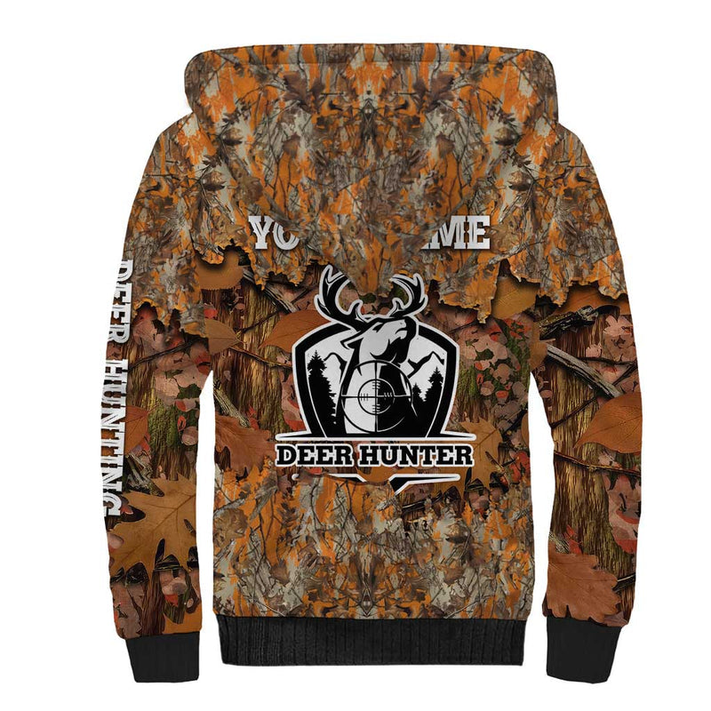 Custom Deer Hunting Big Game Camo Forest Design and Skeleton Archer Sherpa Hoodie