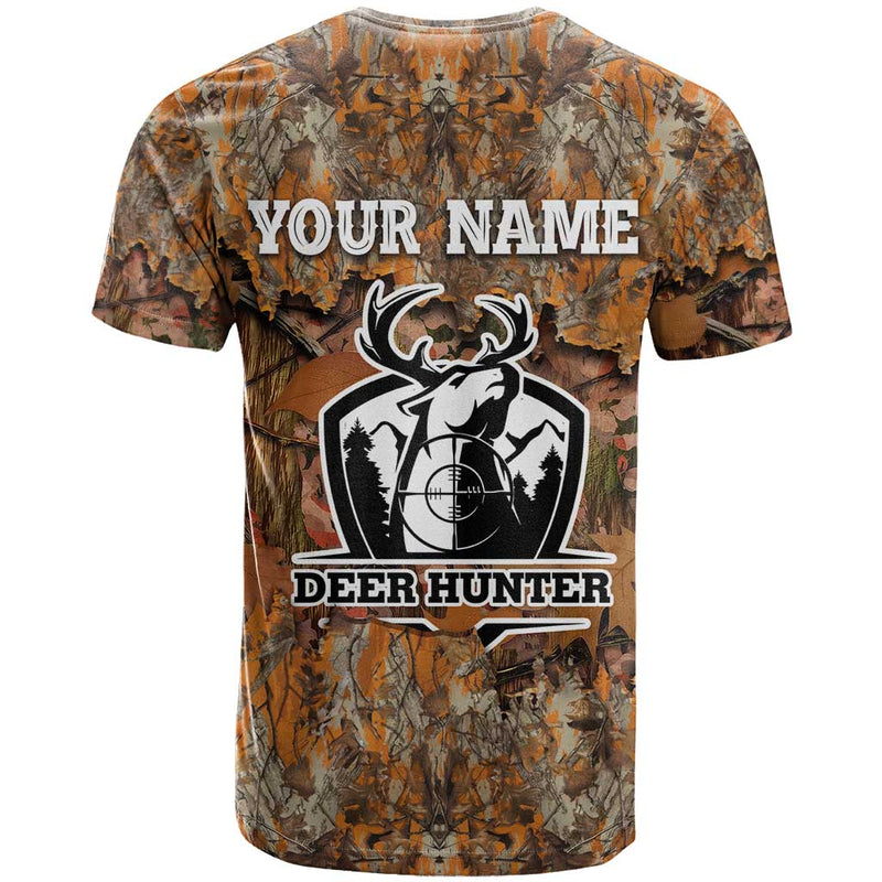 Custom Deer Hunting Big Game Camo Forest Design and Skeleton Archer T Shirt