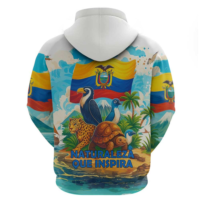 Ecuador Hoodie with Wildlife and Flag Landscape Design