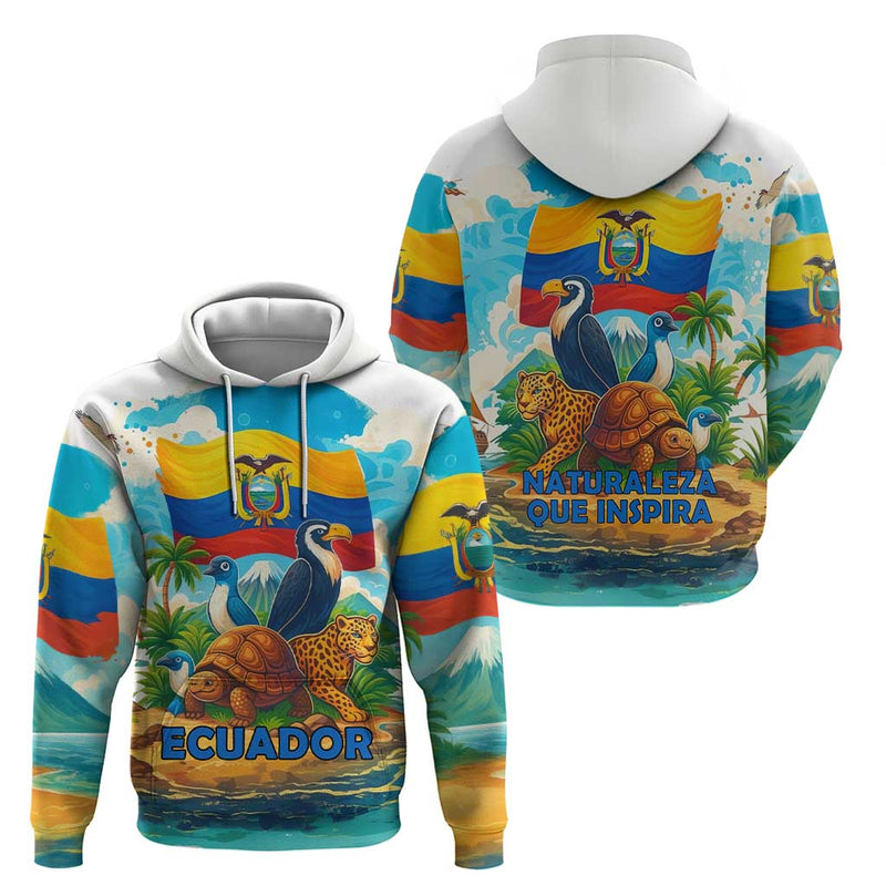 Ecuador Hoodie with Wildlife and Flag Landscape Design