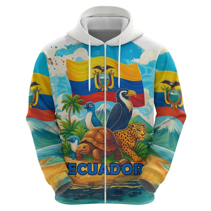 Ecuador Hoodie with Wildlife and Flag Landscape Design