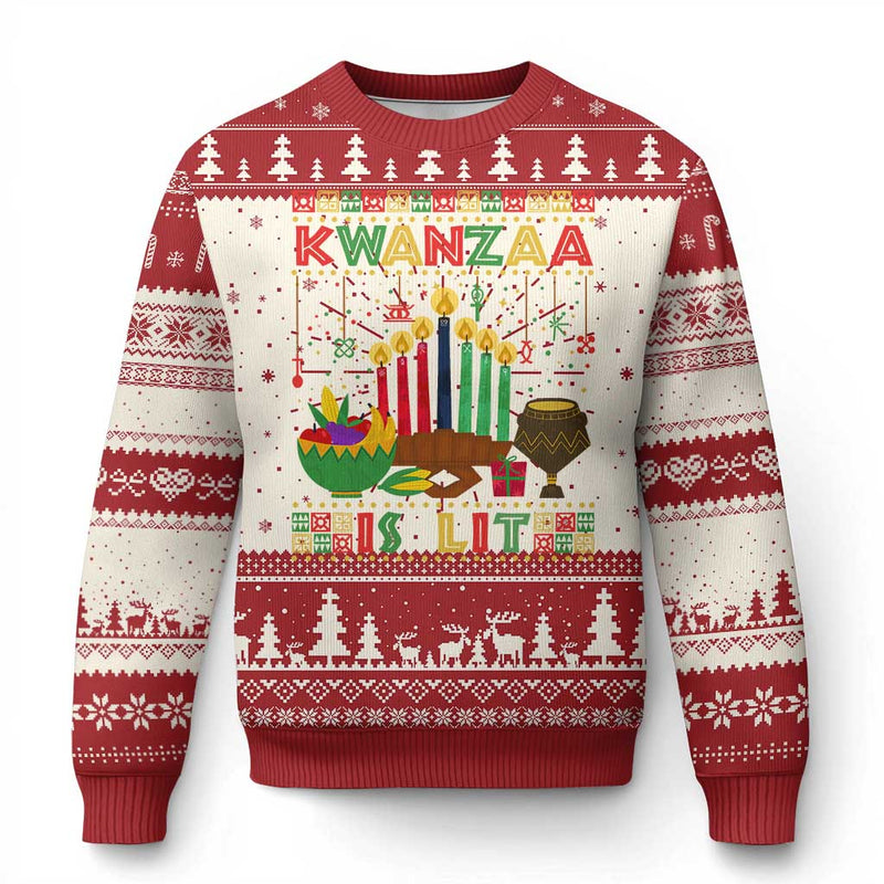 African American Kwanzaa Is Lit Ugly Christmas Sweater