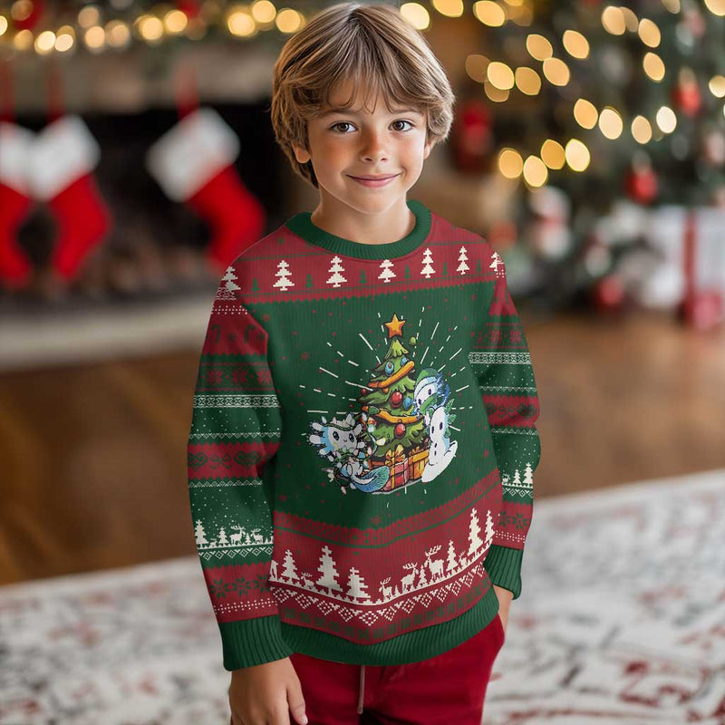 Cute Axolotl Christmas Tree Ugly Christmas Sweater