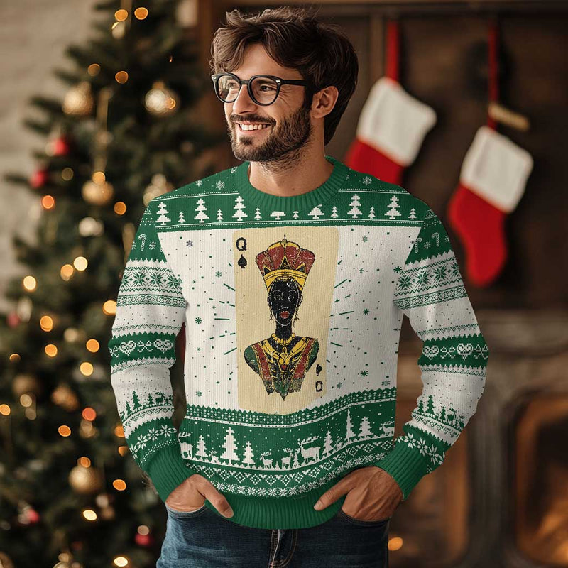 African Queen Card Black Pride Ugly Christmas Sweater