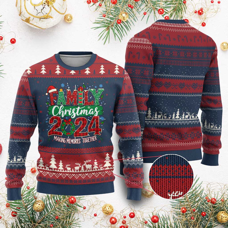 Family Christmas 2024 Ugly Christmas Sweater Making Memories Together
