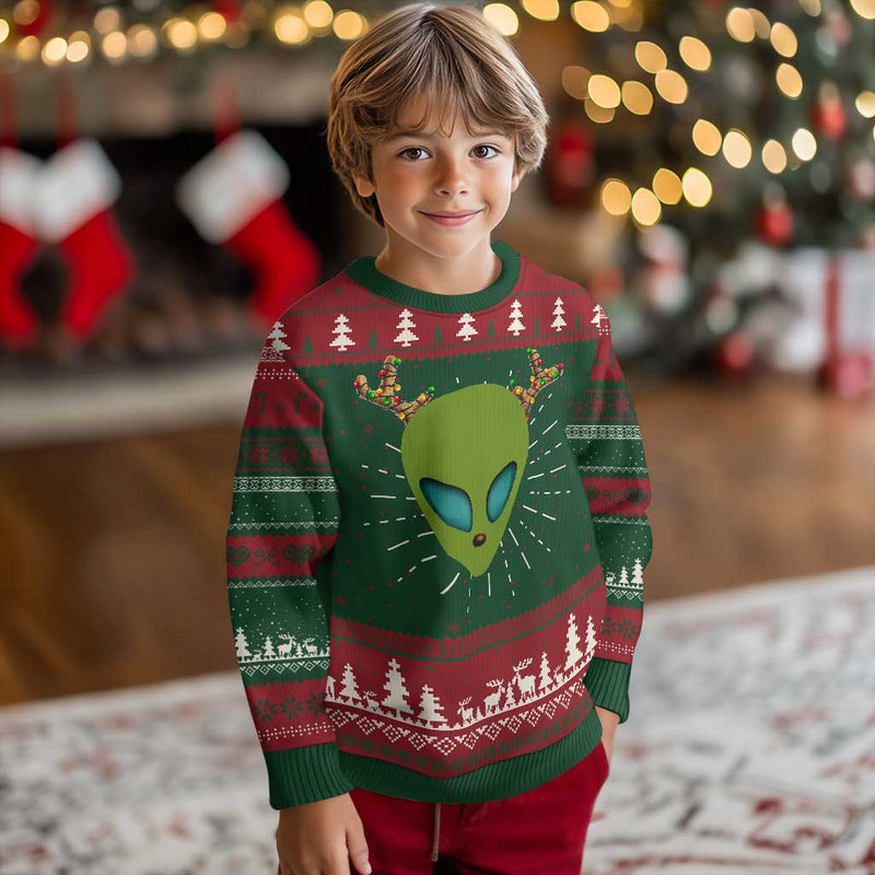 Alien Xmas Ugly Christmas Sweater Funny Humans Aren't Real Cute UFO Gift