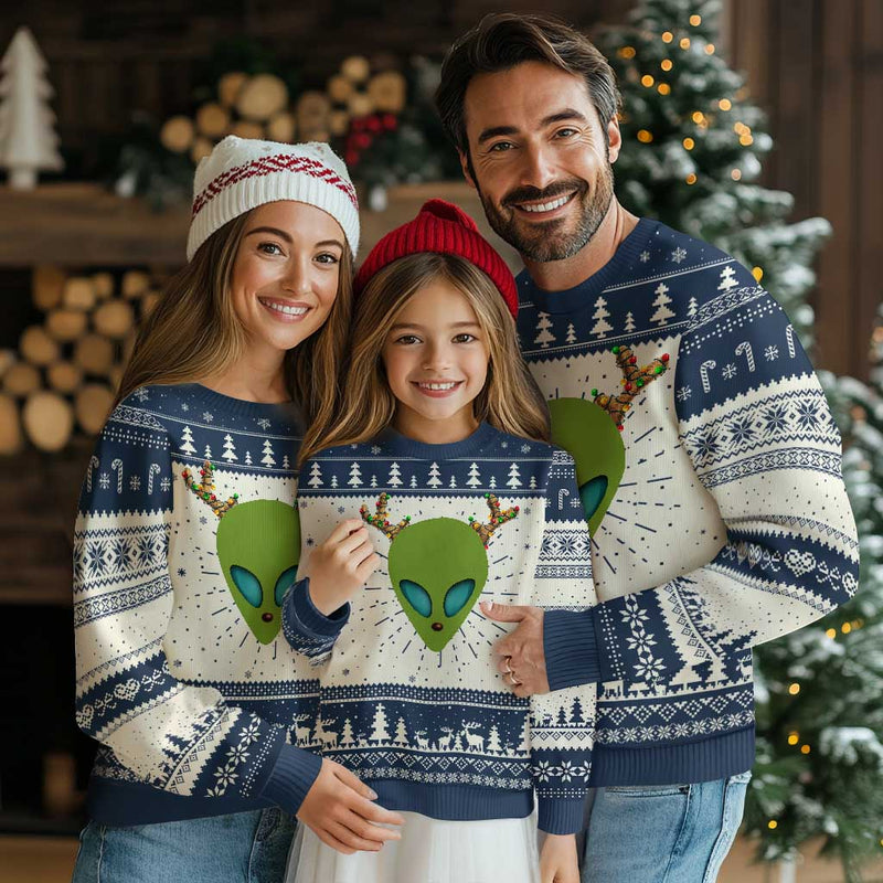 Alien Xmas Ugly Christmas Sweater Funny Humans Aren't Real Cute UFO Gift