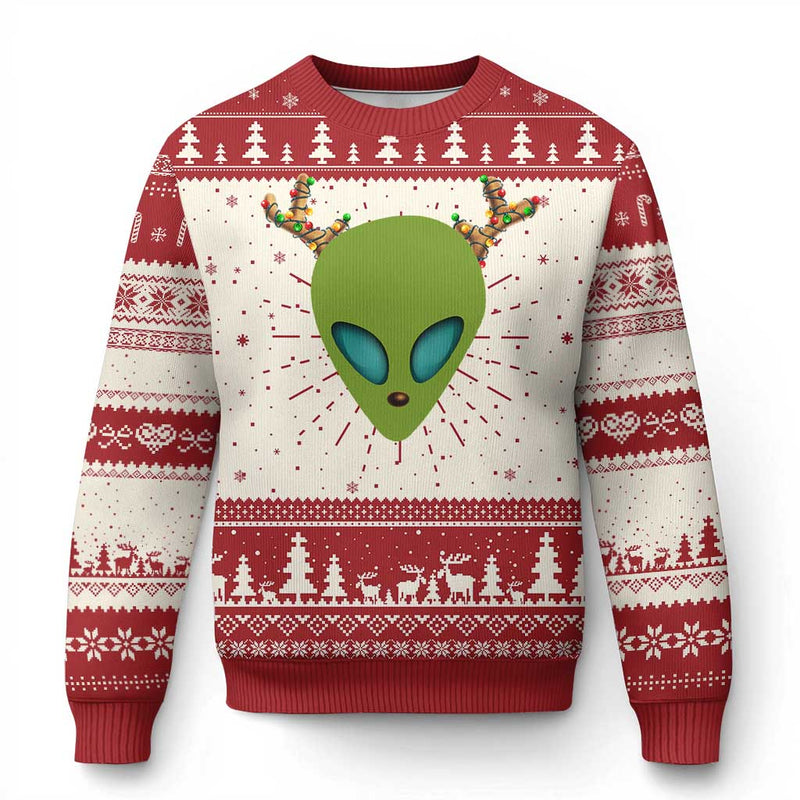 Alien Xmas Ugly Christmas Sweater Funny Humans Aren't Real Cute UFO Gift
