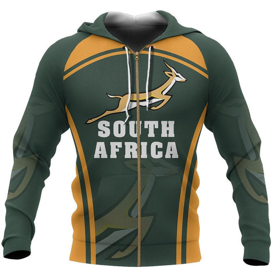 African South Africa Springbok Zipper Hoodie Sport Hoodie