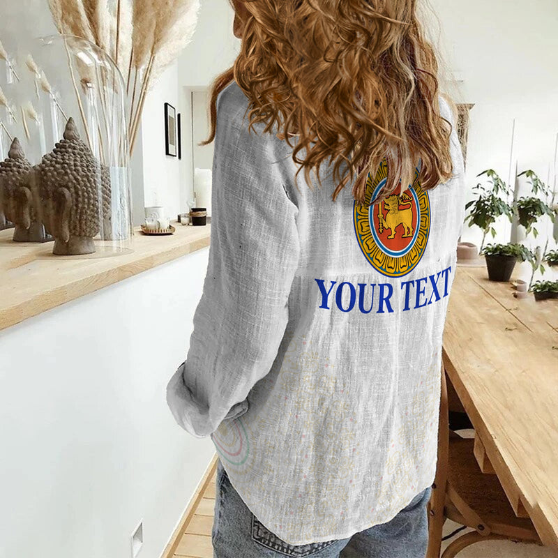 (Custom Personalised) Sri Lanka Traditional Pattern and Elephants Women Casual Shirt