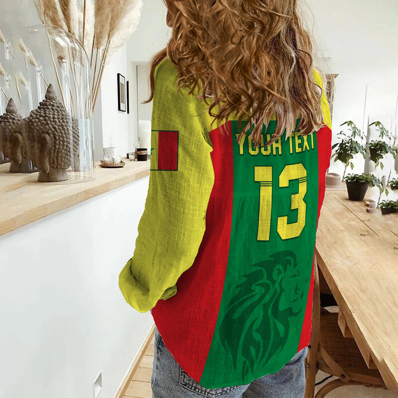 (Custom Text and Number) Senegal Football Champion of Africa Women Casual Shirt