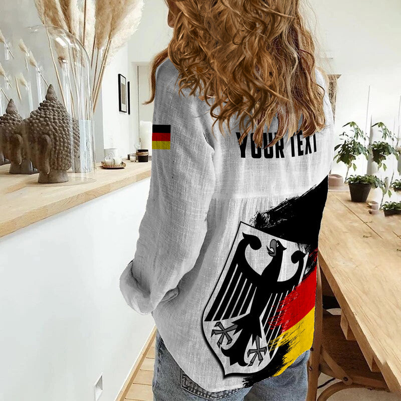 (Custom Personalised) Germany Grunge Deutschland Flag and Eagle Women Casual Shirt