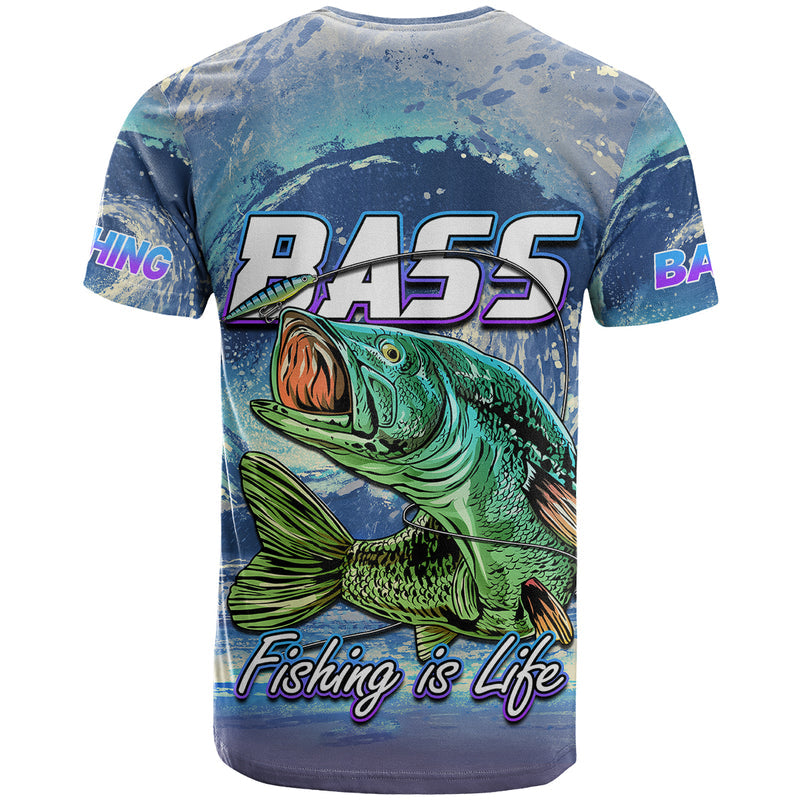 Custom Bass Fishing is Life Hook Sport Largemouth Blue T Shirt