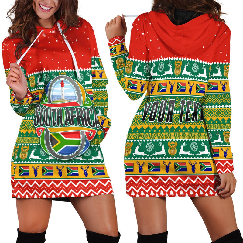 (Custom Personalised) South Africa Christmas Hoodie Dress African Springbok