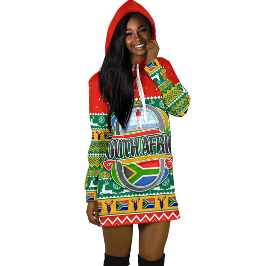 (Custom Personalised) South Africa Christmas Hoodie Dress African Springbok