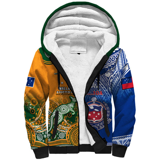 (Custom Personalised) Australia Wallabies And Toa Samoa Rugby Aboriginal Mix Polynesian Sherpa Hoodie