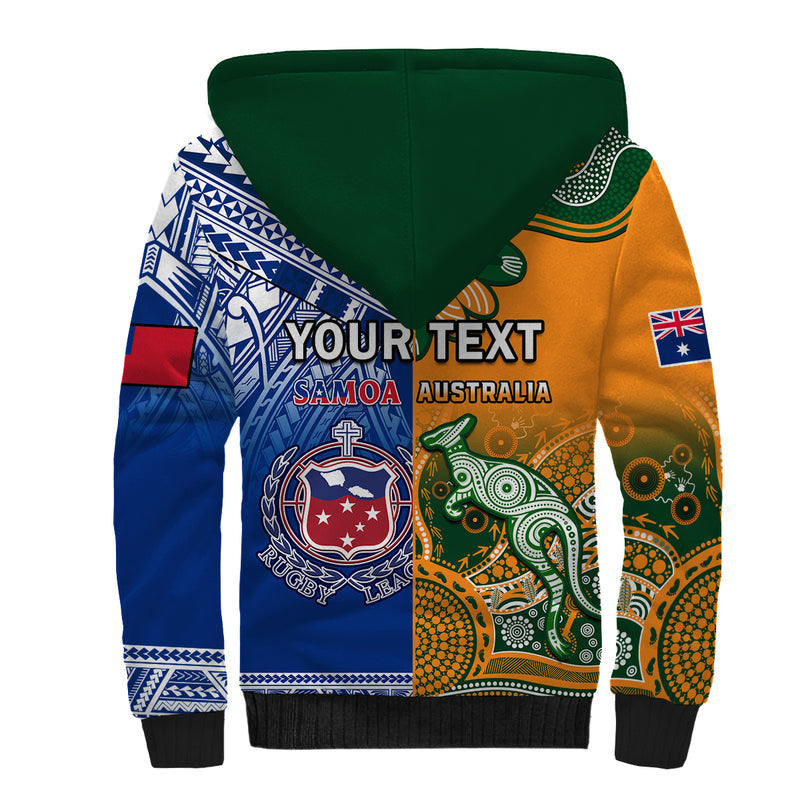 (Custom Personalised) Australia Wallabies And Toa Samoa Rugby Aboriginal Mix Polynesian Sherpa Hoodie