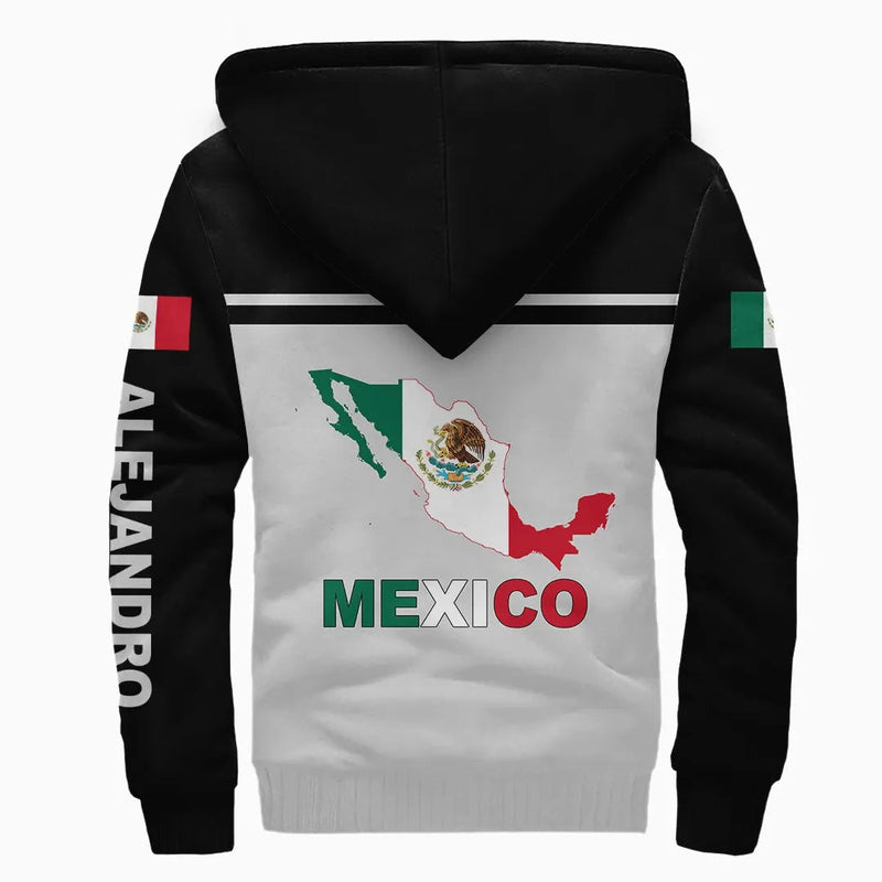 (Custom) Mexico Coat Of Arms Map Flag Sherpa Hoodie