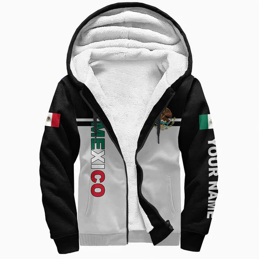 (Custom) Mexico Coat Of Arms Map Flag Sherpa Hoodie