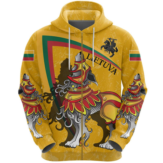 (Lietuva) Lithuania Zipper Lithuanian Iron Wolf Hoodie