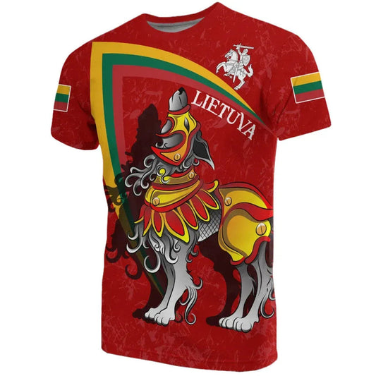 (Lietuva) Lithuania Lithuanian Iron Wolf Red T Shirt