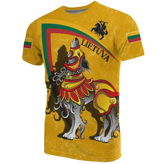 (Lietuva) Lithuania Lithuanian Iron Wolf Yellow T Shirt