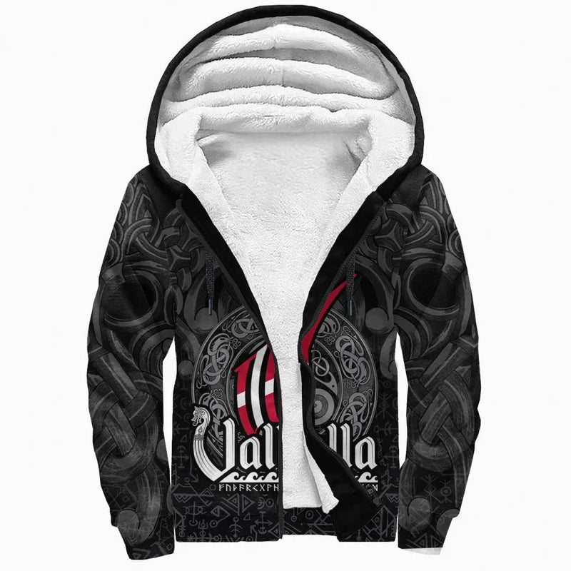 (Custom) Wonder Print Shop - Denmark Odin and Drakkar Sherpa Hoodie