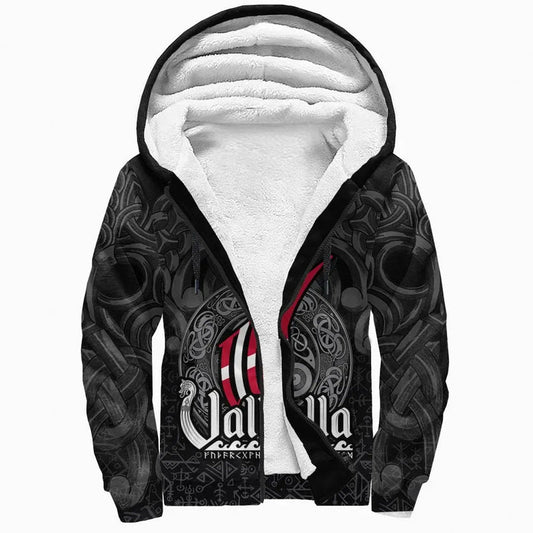 (Custom) Wonder Print Shop - Denmark Odin and Drakkar Sherpa Hoodie