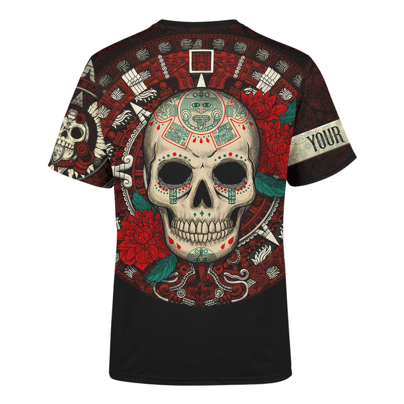 (Custom Personalised) Aztec Maya Mexico OwlSugar Skull Day Of The Dead Shirt T