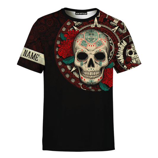 (Custom Personalised) Aztec Maya Mexico OwlSugar Skull Day Of The Dead Shirt T