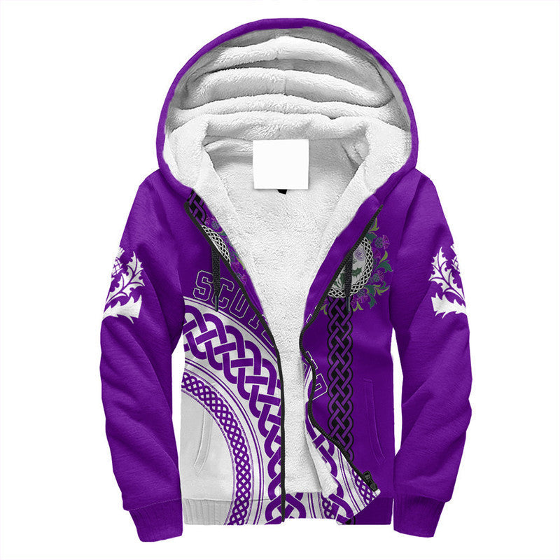 (Custom Text) Scotland Purple Thistle Sherpa Hoodie