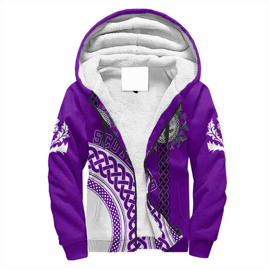 (Custom Text) Scotland Purple Thistle Sherpa Hoodie