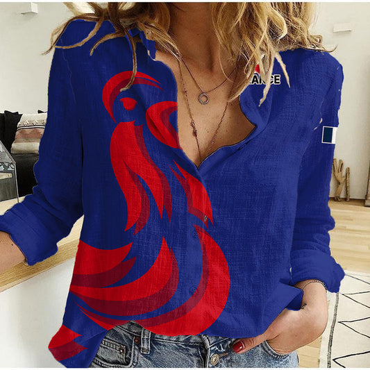 (Custom Personalised) France Rugby 7s 2023 Les Bleus Roosters Women Casual Shirt