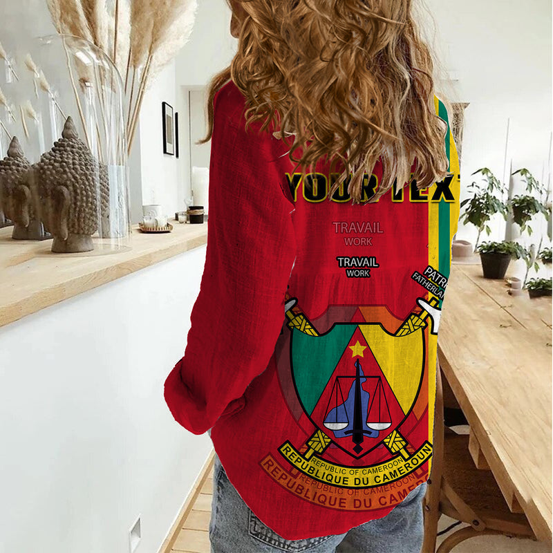 (Custom Personalised) Cameroon Happy Unity Day Cameroun Coat Of Arms Women Casual Shirt