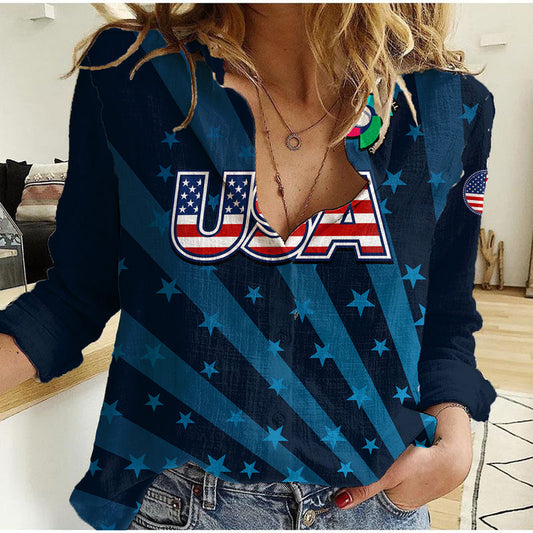 (Custom Personalised) United States 2023 Baseball Classic Women Casual Shirt