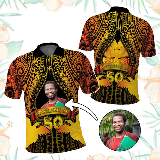 Custom Photo Papua New Guinea Independence Day 50th Anniversary Polo Shirt