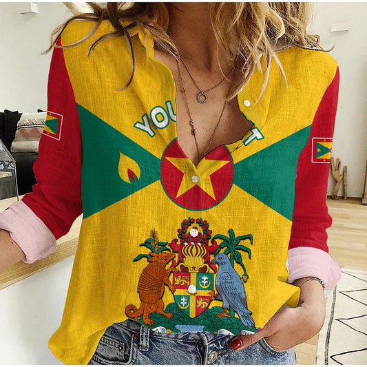 (Custom Personalised) Grenada Power Grenada Mix Coat Of Arms Women Casual Shirt
