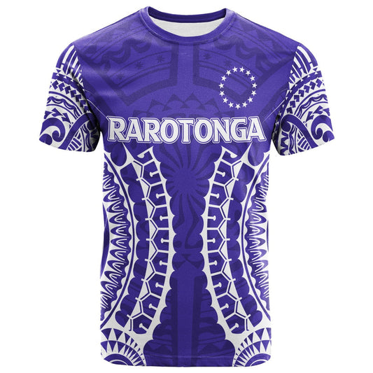 Custom Cook Islands Rarotonga Purple Tribal Pattern T Shirt