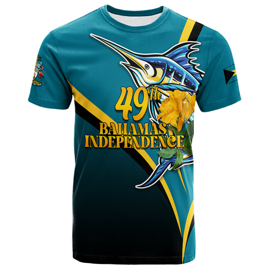 Custom The Bahamas 49th Anniversary Independence Day Blue Marlin T Shirt