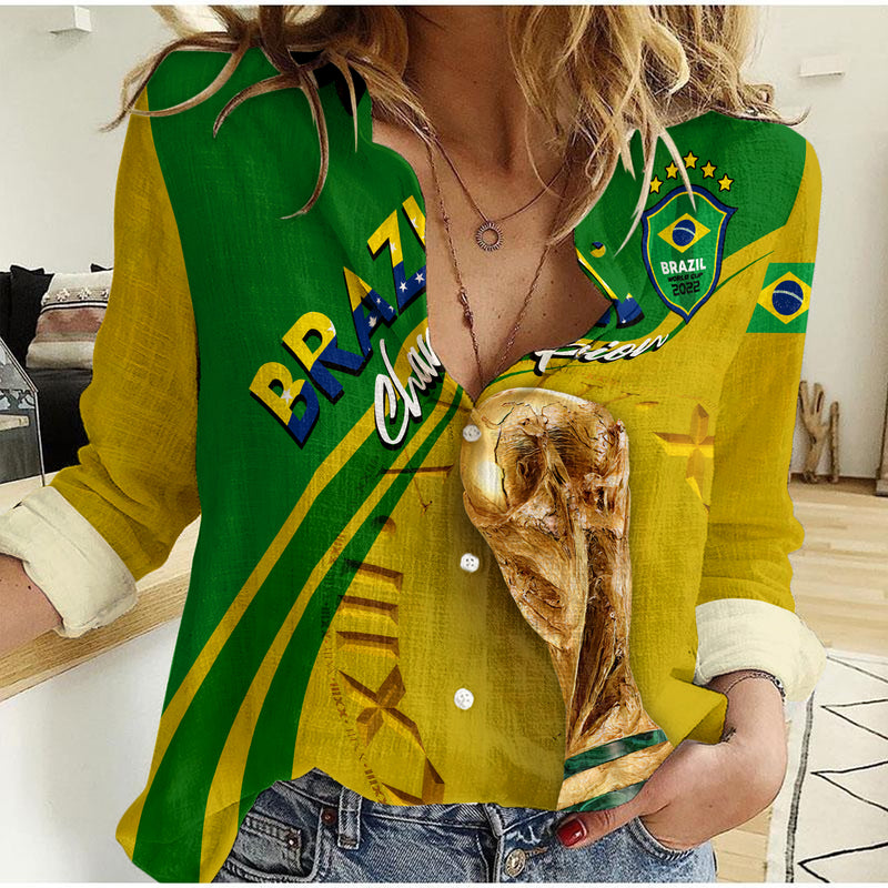 (Custom Personalised) Brazil Football World Cup 2022 - Women Casual Shirt