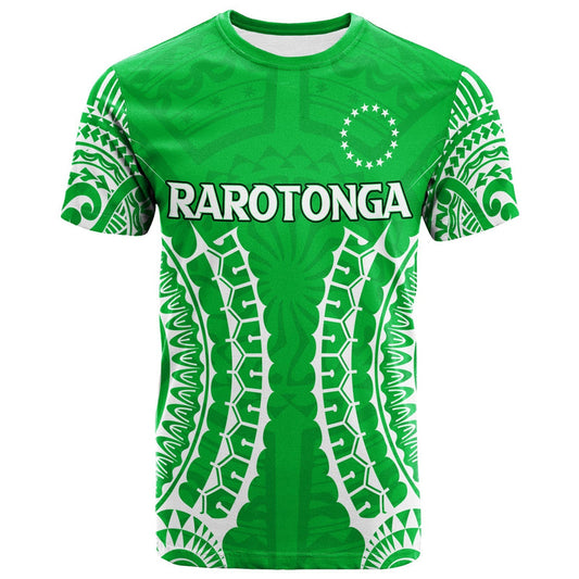 Custom Cook Islands Rarotonga Tribal Pattern T Shirt