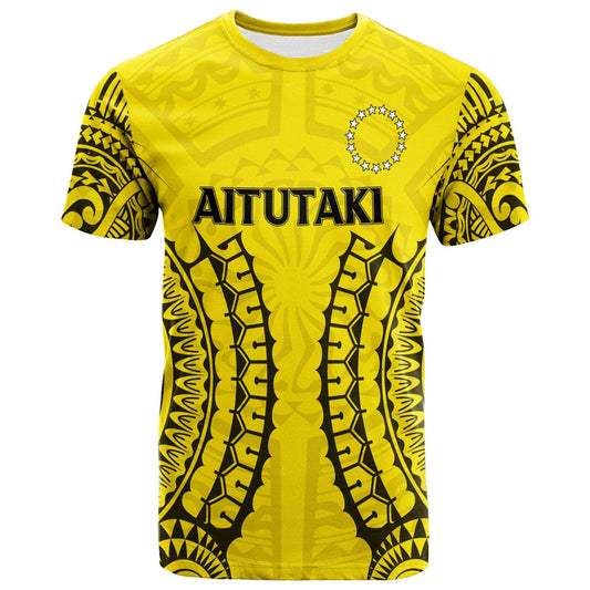Custom Cook Islands Aitutaki Tribal Pattern T Shirt