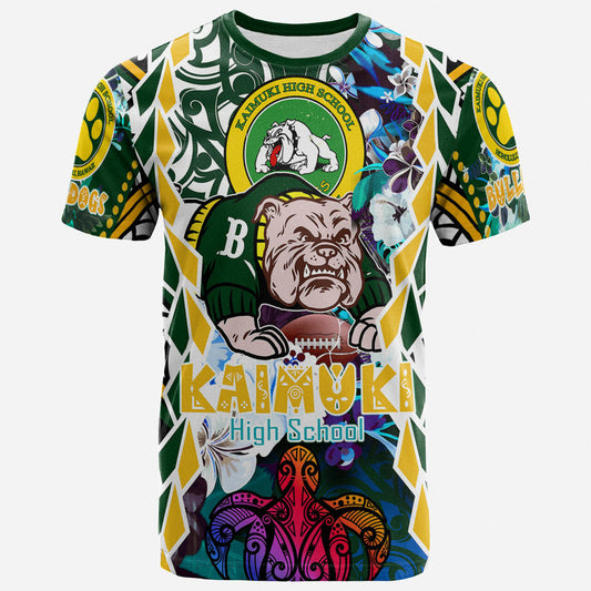 Custom Hawaii Kaimuki High School Bulldogs With Hawaiian Sea Turtle and Tribal Patterns T Shirt
