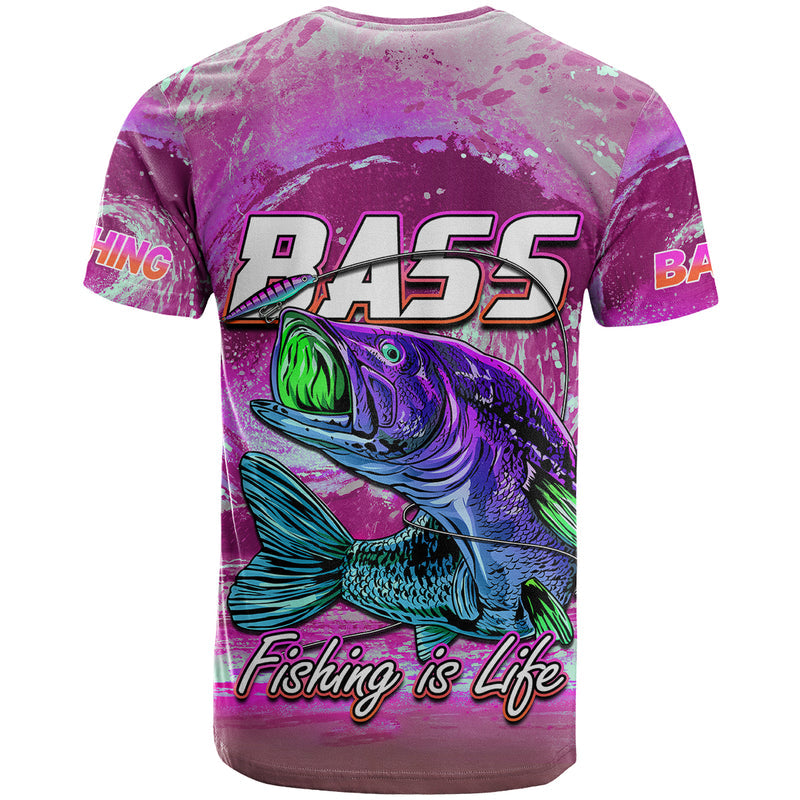 Custom Bass Fishing is Life Hook Sport Largemouth Pink T Shirt
