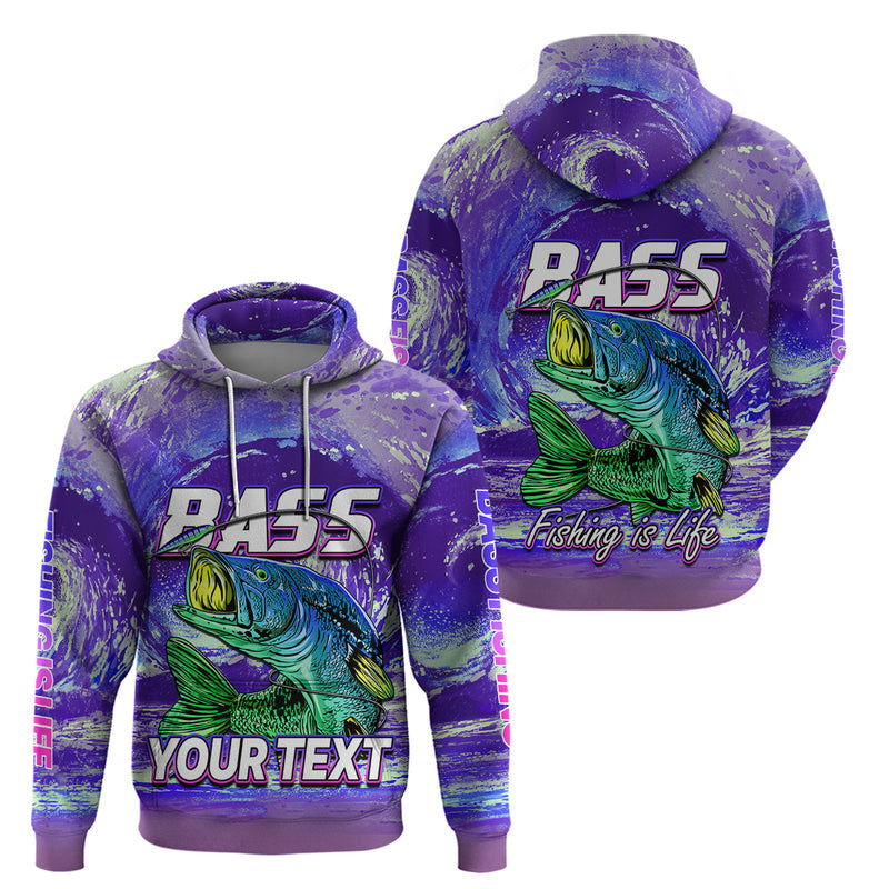 Custom Bass Fishing is Life Hook Sport Largemouth Purple Hoodie