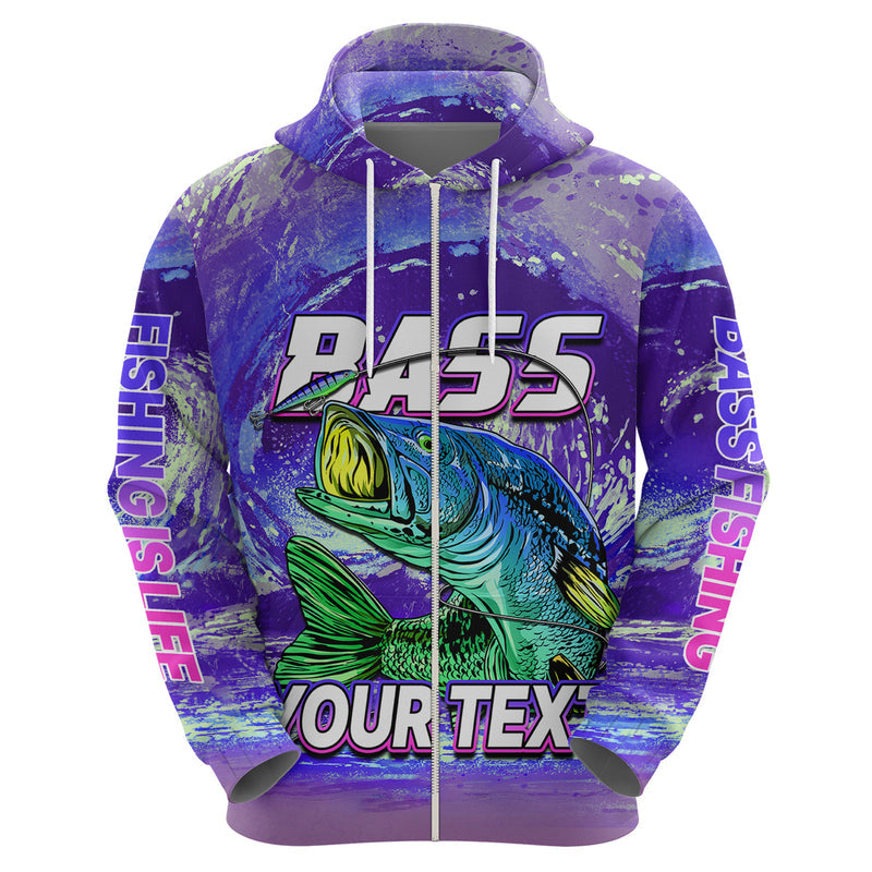 Custom Bass Fishing is Life Hook Sport Largemouth Purple Hoodie