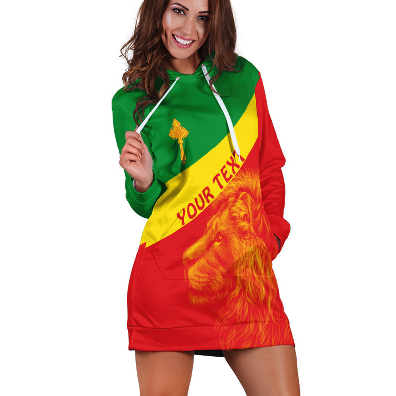 (Custom Personalised) Ethiopia Hoodie Dress Ethiopian Cross and Lion of Judah